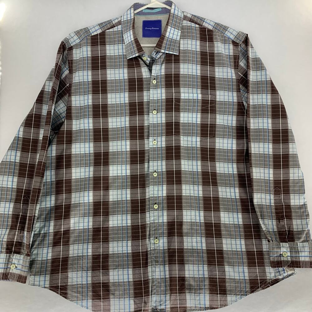 Tommy Bahama Men's XXL/TTL Long Sleeve Plaid Button Down Shirt